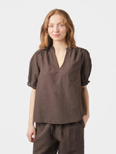Indlæs billede til gallerivisning NEO NOIR Odesa Linen Blouse Dark Brown
