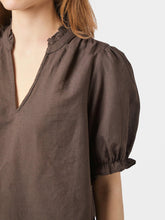Indlæs billede til gallerivisning NEO NOIR Odesa Linen Blouse Dark Brown
