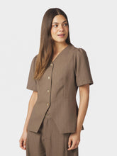 Indlæs billede til gallerivisning NEO NOIR Jules Pinstripe Blouse Taupe
