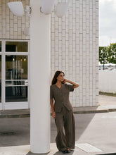 Indlæs billede til gallerivisning NEO NOIR Jules Pinstripe Blouse Taupe
