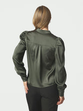 Indlæs billede til gallerivisning NEO NOIR Rosslyn Heavy Sateen Blouse Deep Green
