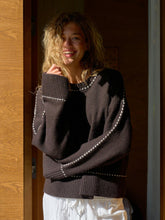 Indlæs billede til gallerivisning NEO NOIR Roeme Knit Stitch Blouse Dark Brown

