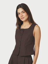 Indlæs billede til gallerivisning NEO NOIR Yula Linen Waistcoat Dark Brown
