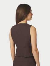 Indlæs billede til gallerivisning NEO NOIR Yula Linen Waistcoat Dark Brown
