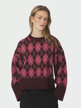 Indlæs billede til gallerivisning NEO NOIR Kick Check Knit Blouse Wine
