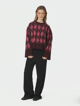 Indlæs billede til gallerivisning NEO NOIR Kick Check Knit Blouse Wine

