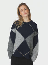 Indlæs billede til gallerivisning NEO NOIR Inga Check Fluff Knit Blouse Navy
