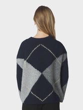 Indlæs billede til gallerivisning NEO NOIR Inga Check Fluff Knit Blouse Navy

