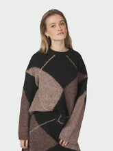 Indlæs billede til gallerivisning NEO NOIR Inga Check Fluff Knit Blouse Dark Brown
