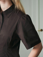 Indlæs billede til gallerivisning NEO NOIR Baia Poplin Dress Chocolate Brown

