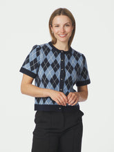 Indlæs billede til gallerivisning NEO NOIR Allestar Check Knit Cardigan Navy
