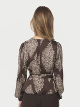 Indlæs billede til gallerivisning NEO NOIR Rista Paisley Drop Blouse Dark Brown
