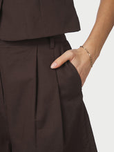 Indlæs billede til gallerivisning NEO NOIR Nika Linen Shorts Dark Brown
