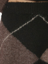 Indlæs billede til gallerivisning NEO NOIR Gisa Check Fluff Knit Skirt Dark Brown
