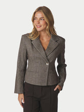 Indlæs billede til gallerivisning NEO NOIR Valia Herringbone Blazer Dark Brown
