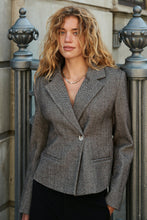 Indlæs billede til gallerivisning NEO NOIR Valia Herringbone Blazer Dark Brown
