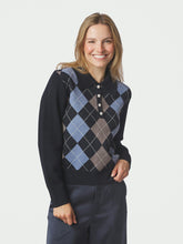 Indlæs billede til gallerivisning NEO NOIR Julina Check Knit Blouse Navy
