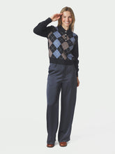 Indlæs billede til gallerivisning NEO NOIR Julina Check Knit Blouse Navy
