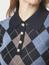 Indlæs billede til gallerivisning NEO NOIR Julina Check Knit Blouse Navy
