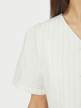 Indlæs billede til gallerivisning NEO NOIR Jules Summer Stripe Blouse Taupe Stripe
