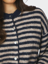 Indlæs billede til gallerivisning NEO NOIR Isana Stripe Fluffy Knit Cardigan Navy Striped
