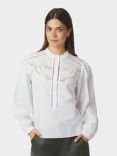 Indlæs billede til gallerivisning NEO NOIR Aneliah Poplin Emb Blouse Hvid
