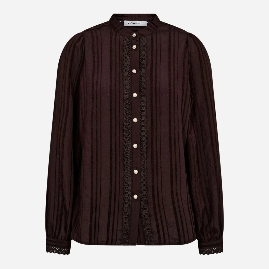 CO' COUTURE Kesi Lace Shirt Dark Brown