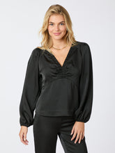 Indlæs billede til gallerivisning NEO NOIR Istana Heavy Sateen Blouse Black
