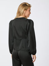 Indlæs billede til gallerivisning NEO NOIR Istana Heavy Sateen Blouse Black
