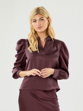 Indlæs billede til gallerivisning NEO NOIR Rosslyn Heavy Sateen Blouse Burgundy
