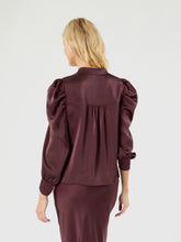 Indlæs billede til gallerivisning NEO NOIR Rosslyn Heavy Sateen Blouse Burgundy
