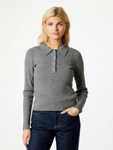 Indlæs billede til gallerivisning NEO NOIR Panama Knit Blouse Dark Grey Melange
