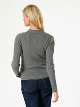 Indlæs billede til gallerivisning NEO NOIR Panama Knit Blouse Dark Grey Melange
