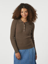 Indlæs billede til gallerivisning NEO NOIR Panama Knit Blouse Brown Melange
