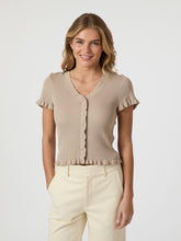 Indlæs billede til gallerivisning NEO NOIR Esla Frill Knit Tee Sand
