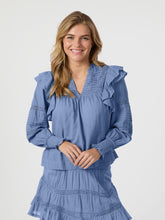 Indlæs billede til gallerivisning NEO NOIR Mauri Voile Blouse Smoke Blue
