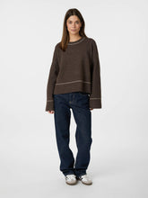 Indlæs billede til gallerivisning NEO NOIR Roeme Knit Stitch Blouse Brown Melange
