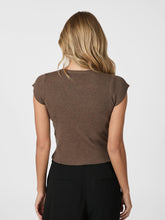 Indlæs billede til gallerivisning NEO NOIR Todda Knit Tee Brown Melange
