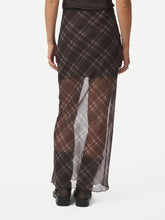 Indlæs billede til gallerivisning NEO NOIR Marlise Check Mesh Skirt Dark Brown
