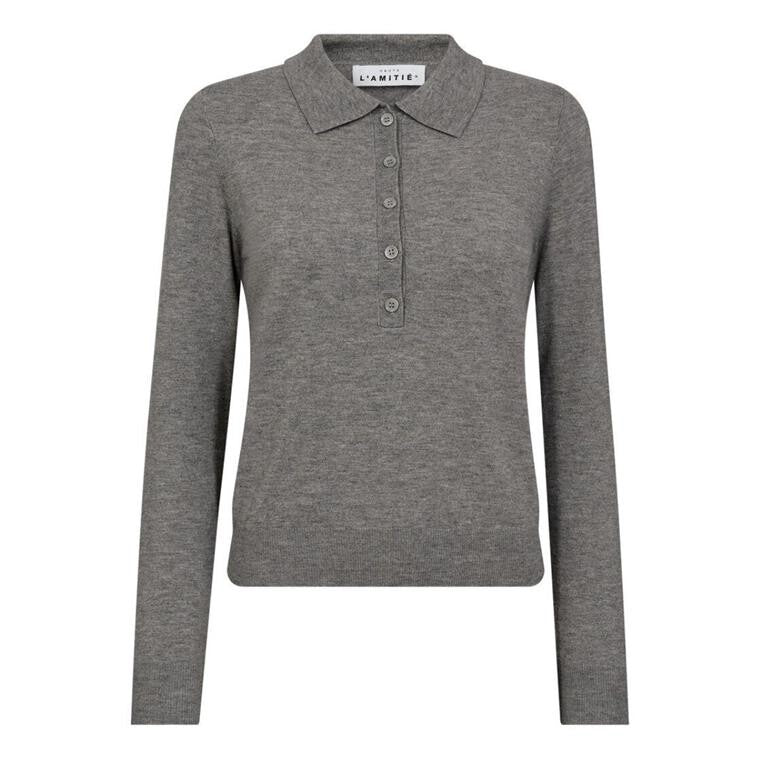 HAUTE L'AMITIÉ Premiere LS Polo Knit Mid Grey