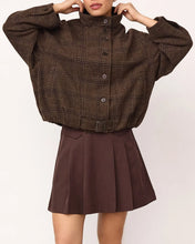 Indlæs billede til gallerivisning CO' COUTURE Olva Check Balloon Jacket Dark Brown
