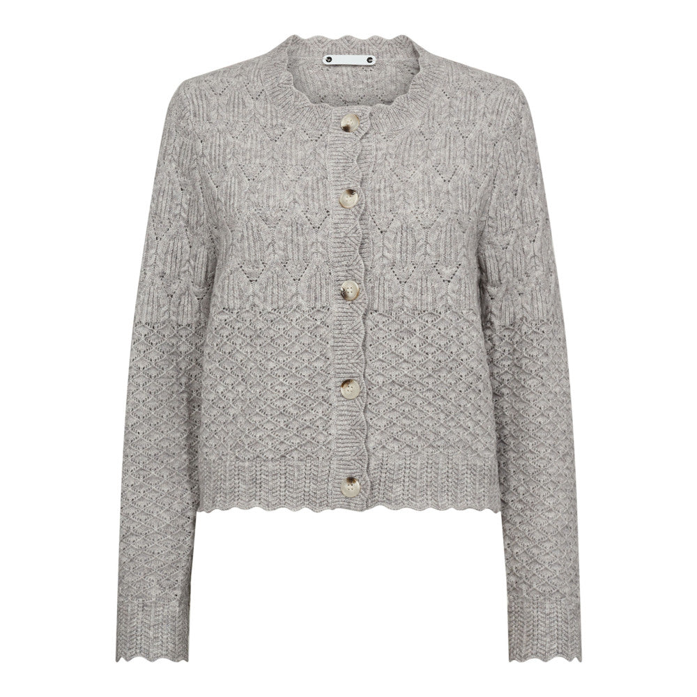 CO' COUTURE Pointelle Cardigan Pale Grey