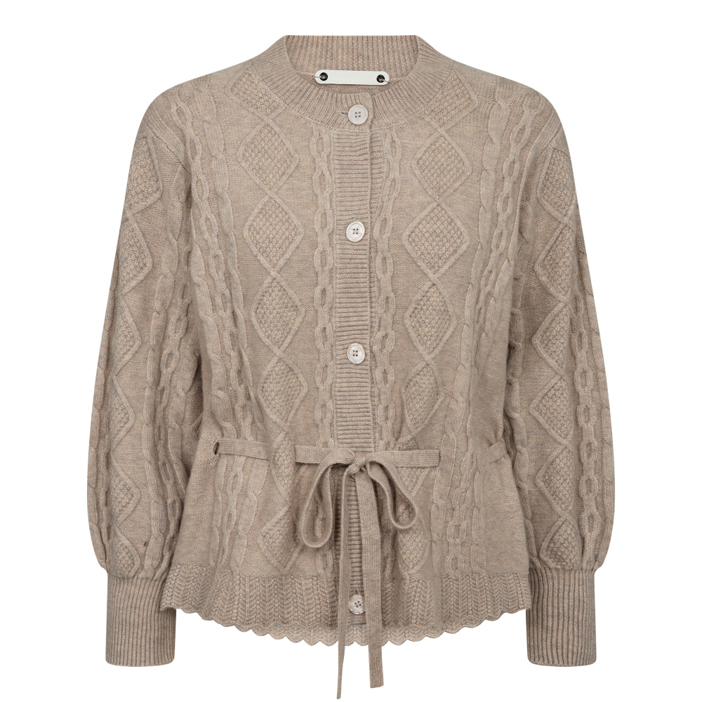 CO' COUTURE Row Cable Tie Cardigan Bone