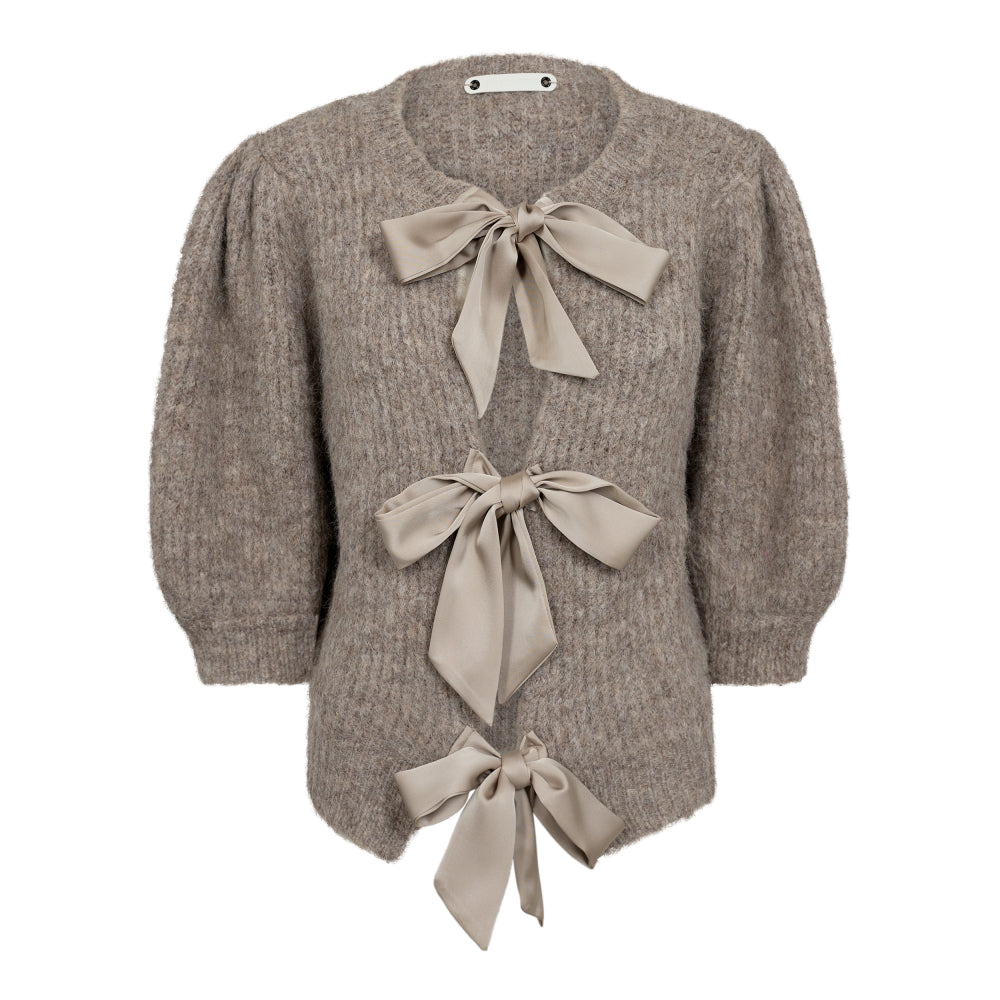 CO' COUTURE Coralie Bow Rib Cardigan Walnut