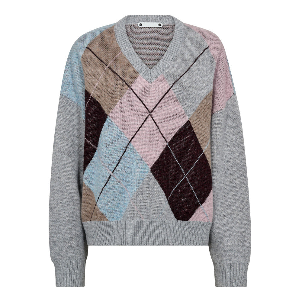 CO' COUTURE Maja Check V-Knit Mid Grey