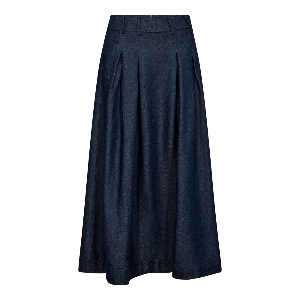 CO' COUTURE Anya Denim Pleat Skirt Dark Denim