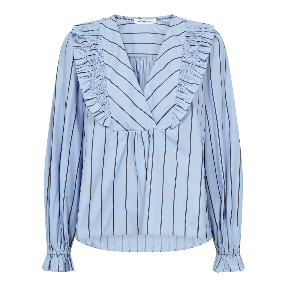 CO' COUTURE Ivana Smock Frill Blouse Pale Blue
