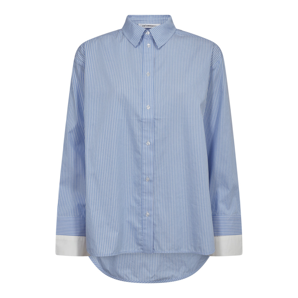 CO' COUTURE Double Cuff Stripe Shirt Pale Blue