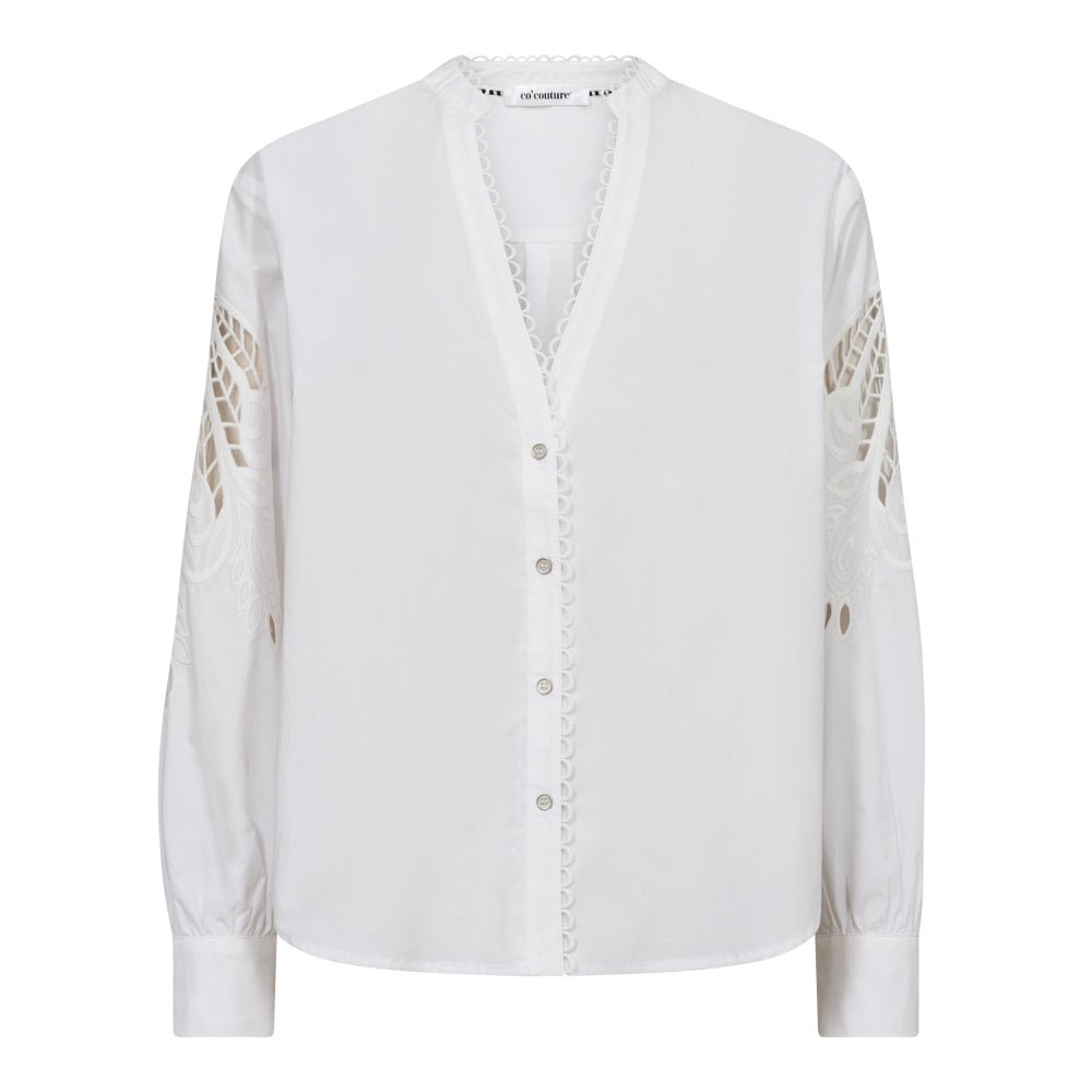 CO' COUTURE Kellise Lace Cut V-Shirt White