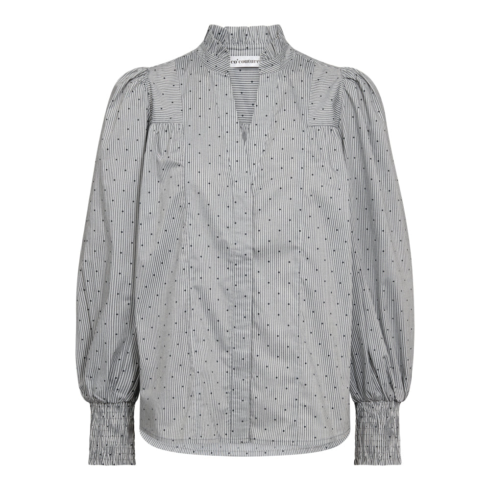 CO' COUTURR Stripe Dot Petra V-shirt Light Grey